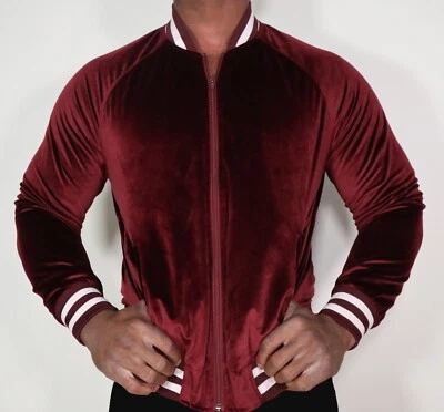 MEN'S MAROON VELOUR JACKET ADULT MEDIUM - Image 1 of 4