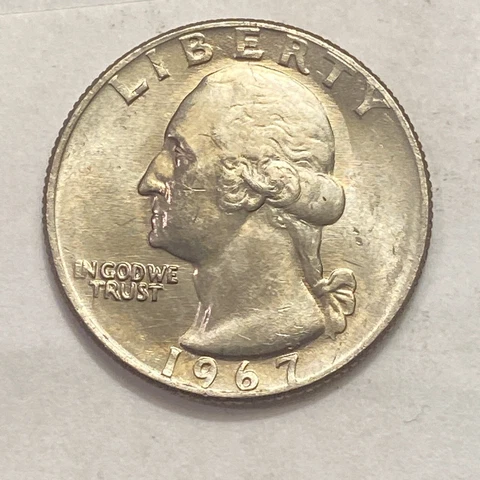 GEM BU 1967 Washington Quarter Philadelphia Mint - NOT SMS -Coin Shown Ships A4 Cover