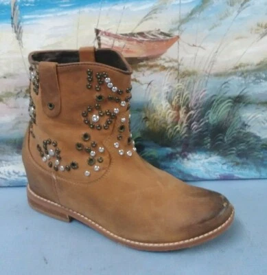 ZiGi Niña Trufa Mujer Talla 7.5 Cuero Marrón Tirar de Botines Bling  Foto 1 de 4