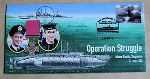 WW2 OPERATION STRUGGLE SINGAPORE 2001 COVER SIGNED BY Sub Lt MAXWELL SHEAN - Picture 1 of 3