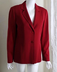 Cinzia Rocca IT 48 US 12 Russian Lipstick Red L 90s Blazer Jacket Wool Gabardine - Picture 1 of 9