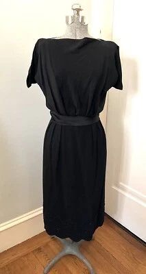 Vintage 1960's Carlye Black Dress with Beaded Scalloped Hem - Image 1 of 4