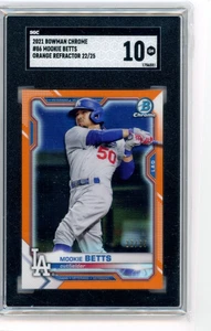 2021 Bowman Chrome Orange Refractor #86 Mookie Betts No 22 of 25 SGC 10 - Picture 1 of 3