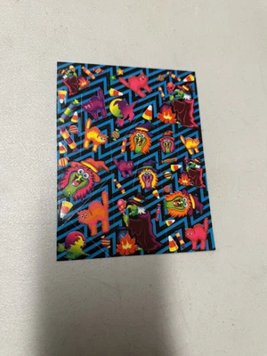 Folha adesiva vintage estampada monstro Halloween Lisa Frank - Imagem 1 de 4