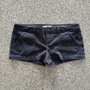 Hollister Shorts Womens Size 5 Navy Chino Mini Micro Booty Short Stretch - Picture 1 of 5