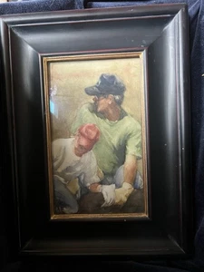 ORIGINAL AQUARELL GEMÄLDE " WARTEN AUF DIE MARKE " VON SHELLEY FRIHAUF - Bild 1 von 8