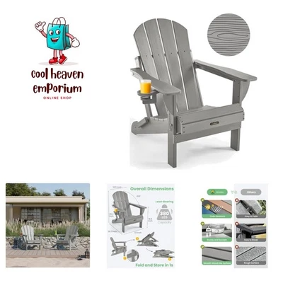 Silla Plegable Adirondack Textura Madera, Silla Patio Resistente a la Intemperie, Plástico... Foto 1 de 4