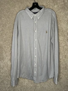 Ralph Lauren Camicia Uomo Maglia Oxford Manica Lunga Bottoni Grigio XLT Cotone - Foto 1 di 5