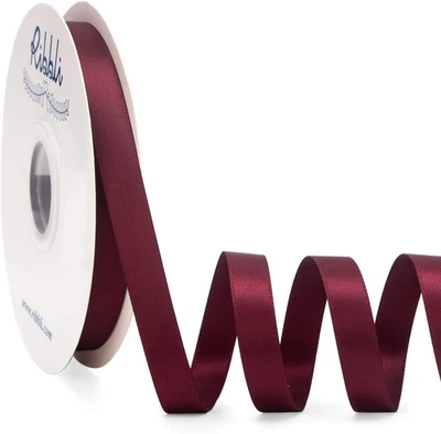 Ribbli Dark Burgundy Satin Ribbon Double Faced Satin 1/2 Inch X Continuous 50 Ya - Image 1 of 4