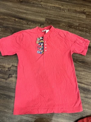 Camiseta Vintage Rosa Disney Años 90 Mickey Mouse Globo Animales Bordada Abotonada Foto 1 de 4