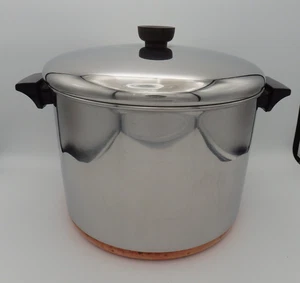Vintage Revere Ware 10 Qt Stock Pot & Lid SS 1801 Copper Bottom Rome NY USA - Picture 1 of 11