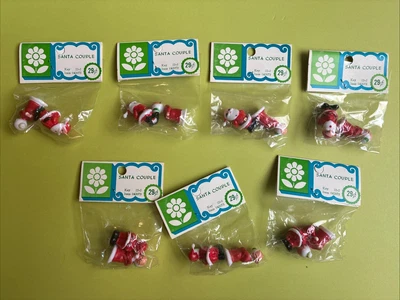 Vintage NOS Santa + Mrs. Claus Kissing Christmas Miniature Figures • LOT of 7 - Image 1 of 4