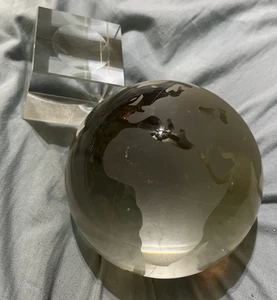Vintage 4 1/2” Glass World Globe On A 2” Glass Stand - Picture 1 of 3