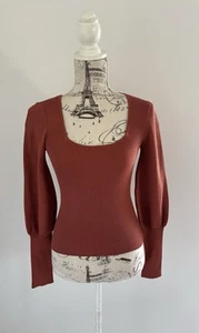 Portmans Women's Rust Puffy Long Sleeve Stretchy Knit Top XS *NWT* RRP $89.95 - Picture 1 of 13