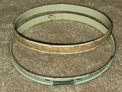 Vintage 5" Enamel Round Metal Spring Tension & Cork Lined Embroidery Hoop - Image 1 of 3