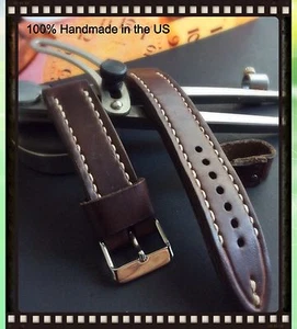 Correa de reloj Müller&Son Cuero Genuino Horween 20 mm Marrón Hecho a medida en EE. UU. - Imagen 1 de 12