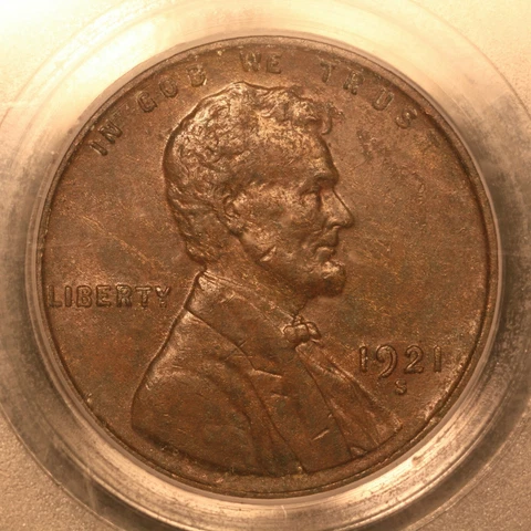 1921-S  LINCOLN WHEAT CENT-- PCGS 'GENUINE' 'RARE' 'BEAUTIFUL WOODY' 'UNC'   J24 Cover