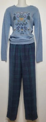 Vtg David Brooks Womens Trousers Blue Green Plaid High Waisted Modest Size 10 - Image 1 of 4