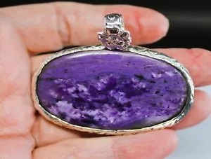 Colgante Charoite Hecho a Mano, "Jardín Charoite" Plata de Ley y Argenteum - Imagen 1 de 10