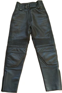 GEAR COWHIDE BLACK LEATHER BIKER TROUSERS SIZE EU 34 : WAIST 32"/INSIDE LEG 29" - Picture 1 of 13
