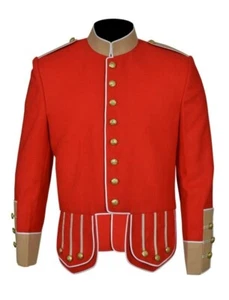 Scottish Red Military Piper Drummer Doublet Kilt Jacket - Custom Made Bagpiper - Picture 1 of 4