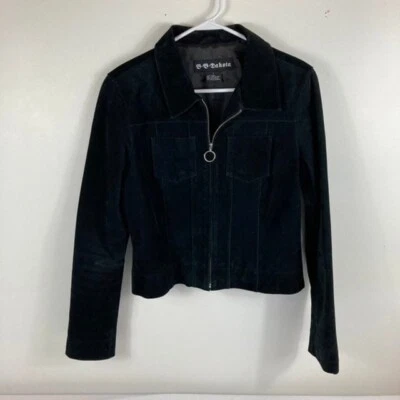 Chaqueta Moto Mujer BB Dakota Gamuza Cuero Negra L Se Ajusta a M Foto 1 de 4