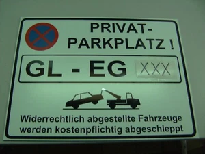 Parkplatz-Schild 290x210mm Privatparkplatz mit Feld für Wunschtext - Bild 1 von 6