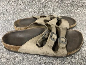 Sandalias Birkenstock Unisex Talla 7/38 Beige Cuero Sin Cordones 3 Correas Zapatos - Imagen 1 de 13