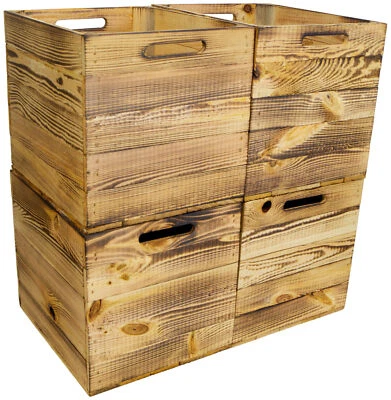 4 Stück Obstkiste geflammt passend für Ikea Kallax und Expeditregale Regalkiste  - Bild 1 von 4