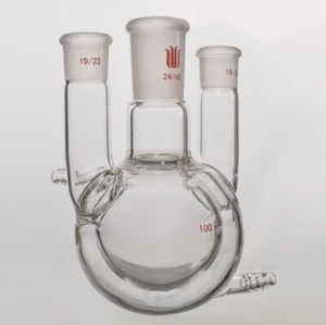 Lab glassware full jacket flask round bottom 24/40 3 neck 100ml 500ml 1L - Picture 1 of 3