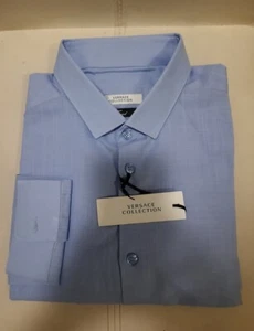  300$ VERSACE MENS COTTON BLUE DRESS  SHIRTS SZ: 16/41 & 16.5/42  - Picture 1 of 17