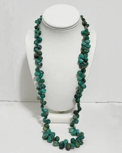 Genuine Precious Teardrop Turquoise Gemstone Necklace - Picture 1 of 13