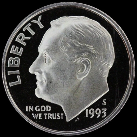 1993 S Roosevelt Dime Gem Deep Cameo CN Clad PROOF US Mint Coin Beautiful! Cover