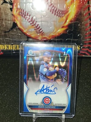 2023 Bowman Chrome Adan Sanchez 1st Auto Blue Raywave /150 Cubs CPA-ASA - Image 1 of 2