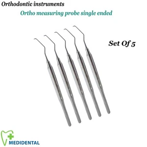 Juego de 5 - Instrumentos dentales de ortodoncia sonda de medición odontología de un solo extremo - Imagen 1 de 3