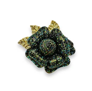 RARE Joan Rivers Jeweled Blossoms Pave Night Flower Pin Brooch - Picture 1 of 8