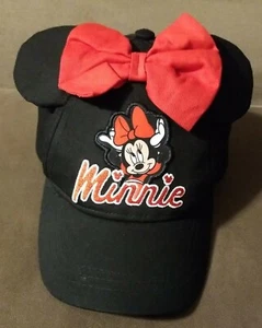 Disney Minnie Mouse Youth Baseball Cap with Ears & Red Bow Adjustable Hat - Picture 1 of 7
