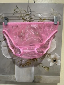 Soft Transparnt Pink Plastic Pants Low Cut Briefs, Size Extra Large, - Picture 1 of 3