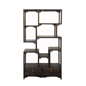 Chinese Brown Stain Treasure Display Curio Cabinet Room Divider cs7161 - Picture 1 of 7