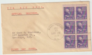 US Scott # 807a Thomas Jefferson 3c FDC pane of six 1939 - Picture 1 of 1