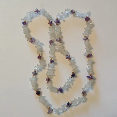 Collar de moda bohemia con cuentas de piedra lunar blanca transparente, púrpura Foto 1 de 4