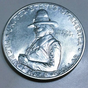 1920 Pilgrim Commemorative Silver Half Dollar Beautiful High Grade Coin - Picture 1 of 2