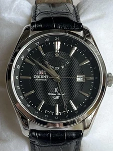 Reloj Automático ORIENT Polaris GMT Elegante Cuero Negro Correa OTAN JP - Imagen 1 de 5