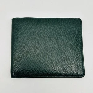 LOUIS VUITTON Wallet Green Taiga Leather Mens Bifold Luxury Paris France LV - Picture 1 of 23