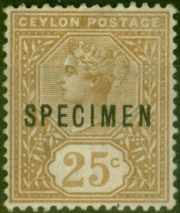 Ceylon 1886 25c Yellow-Brown Specimen SG198s Fine LMM - Picture 1 of 1