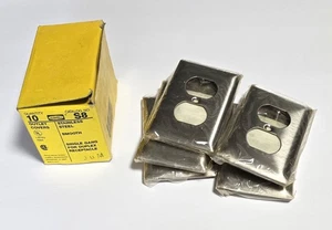 Hubbell S8 Stainless Steel Smooth Single Duplex Receptacle Covers Box/10 - New - Picture 1 of 3