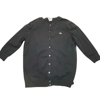 Cárdigan Suéter Lacoste Talla 44/16 Negro Abotonado Clásico Preppy Estilo Elegante Foto 1 de 4