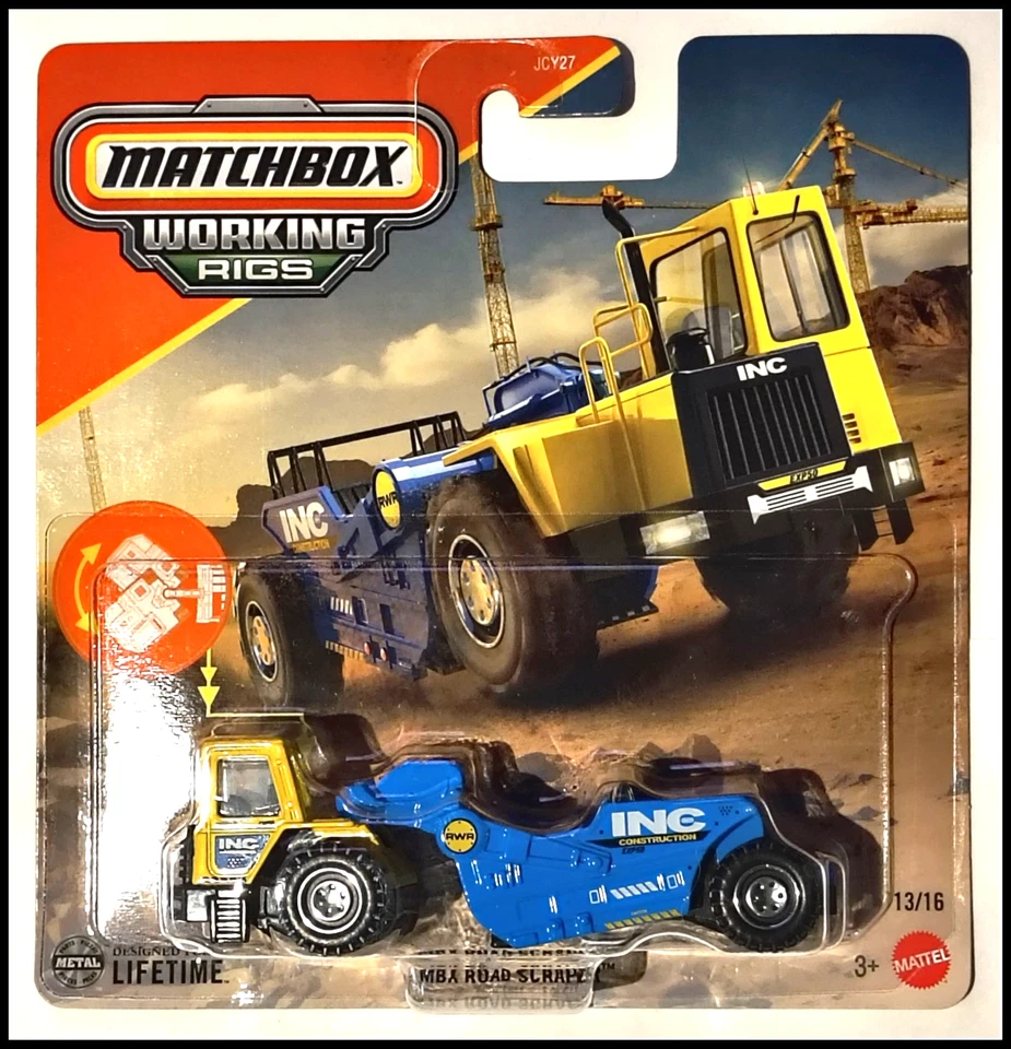 Matchbox Working Rigs Yellow & Blue MBX Road Scrapper 13/16 - Image 1 of 1