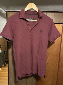 Rag & Bone Men’s Pique Dagger Polo Shirt XS Short Sleeve Maroon Burgundy Knit - Picture 1 of 6