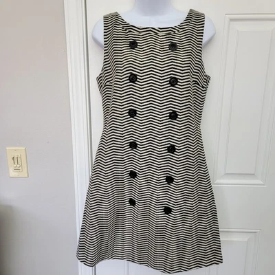 Vestido Ben Sherman Mod Retro Cambio Chevron Botón Frontal Mezcla Lana Talla Mediana Foto 1 de 4